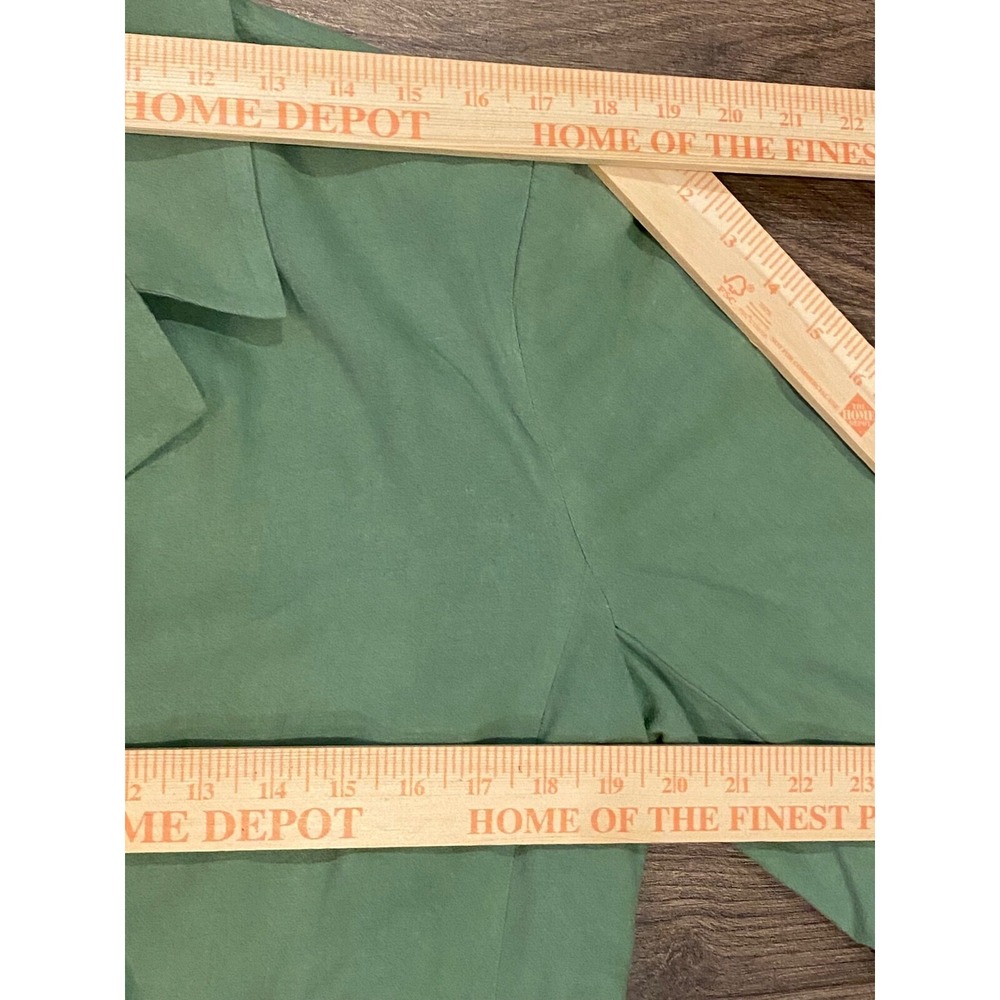 Free People Olivia Jacket Small Double Breasted Belted Green Linen Career Wear - Picture 5 of 8